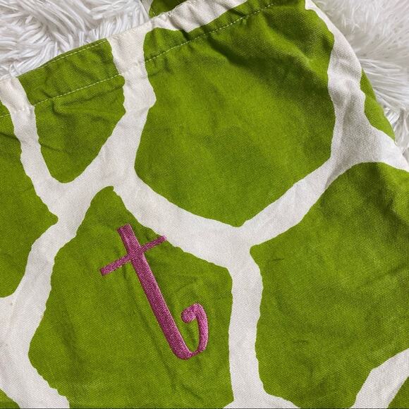 Monogram ‘T’ Giraffe Print Canvas Shopper Tote Bag - Picture 4 of 8